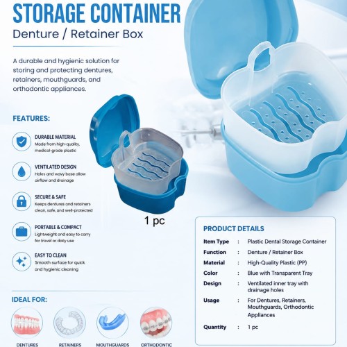 PLASTIC DENTAL STORAGE CONTAINER Denture / Retainer Box