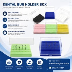 24 Holes Rectangular Dental Bur Holder Box with Transparent Cover