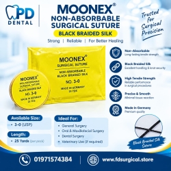 MOONEX® NON-ABSORBABLE SURGICAL SUTURE BLACK BRAIDED SILK